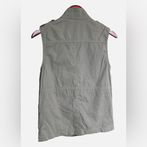 Olive Safari Utility Cargo Pocket Drawstring Snap Front Vest S/M - Picture 8 of 14
